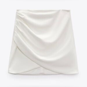 White Draped Mini Skirt